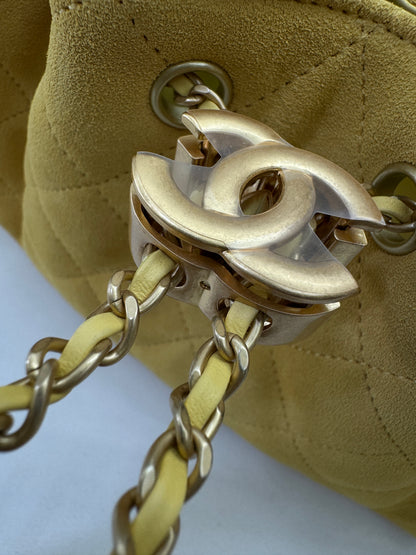 CHANEL Mini 25Bag 麂皮黃色