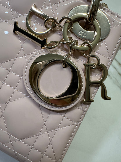 DIOR Lady Mini 三格 漆皮 淡粉 light Pink