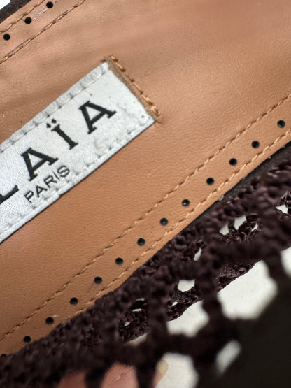 ALAIA 深棕色麂皮 漁網鞋