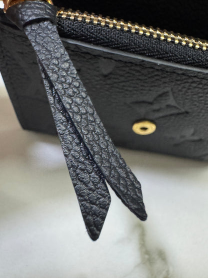 LV Rosalie 黑色全皮壓花零錢包