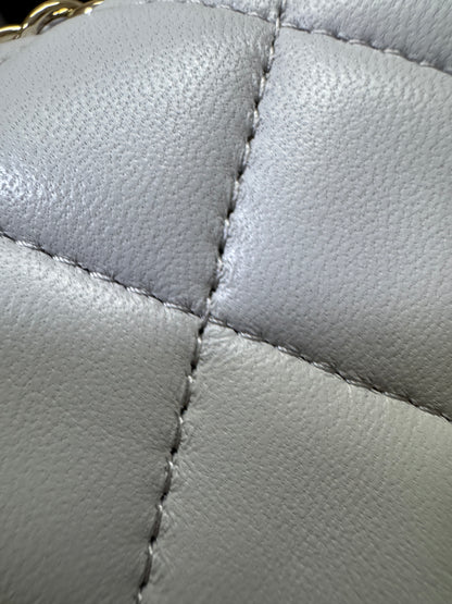 CHANEL Mini CF Handle 25P 淺灰色羊皮