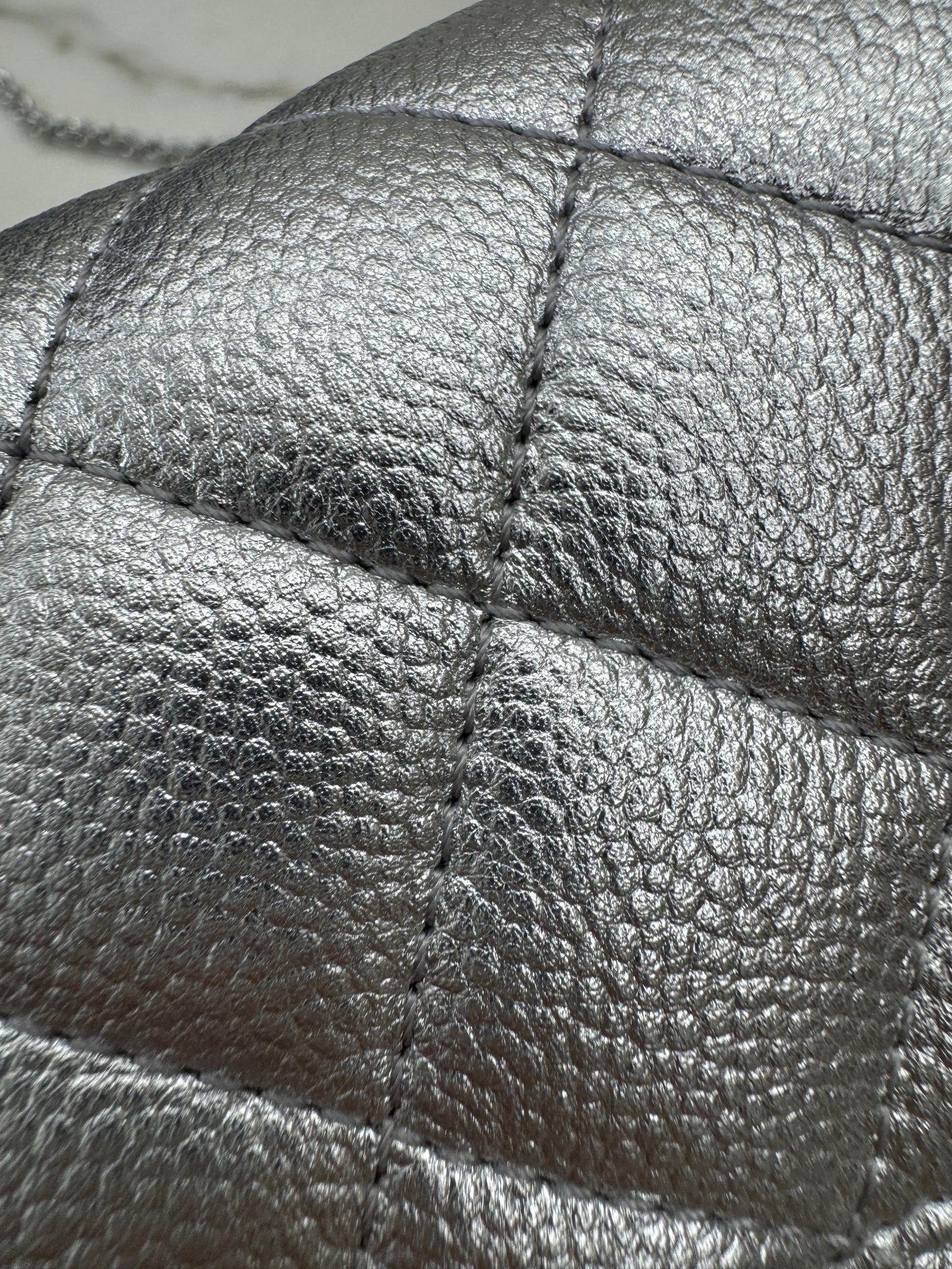 CHANEL 25B調節扣 銀色方胖子 Mini CF Square Caviar Calfskin