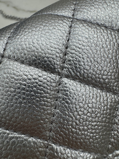 CHANEL 25B調節扣 銀色方胖子 Mini CF Square Caviar Calfskin
