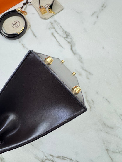 HERMES Kelly 25 烏木色Box皮金扣 外縫 Ebene Box Leather Seilier GHW