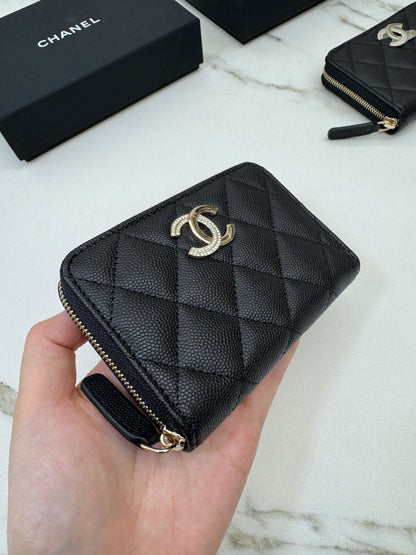 CHANEL 24B半鑽扣 加大零錢包 可放對摺紙幣