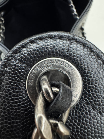 CHANEL 25Bag Small 黑銀小號 荔枝牛皮 Caviar Calfskin