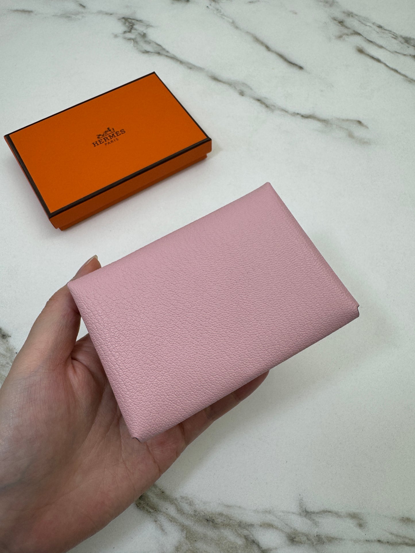 HERMES Calvi Duo 櫻花粉山羊皮 Rose Sakura