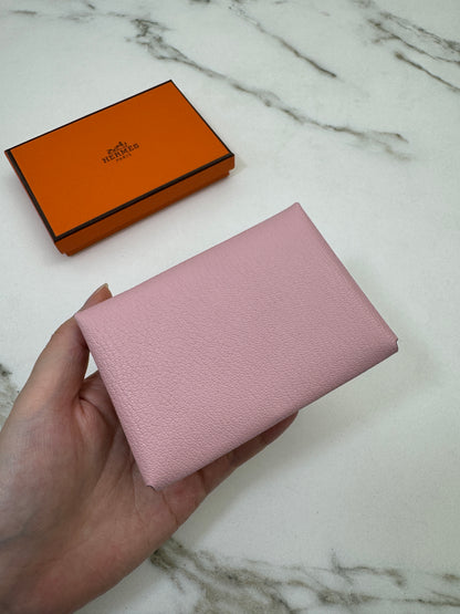 HERMES Calvi Duo 櫻花粉山羊皮 Rose Sakura