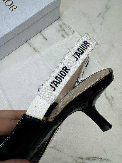 DIOR Slingback 黑色漆皮 5.5cm