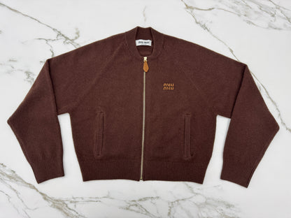 MIU MIU 深棕色針織短外套