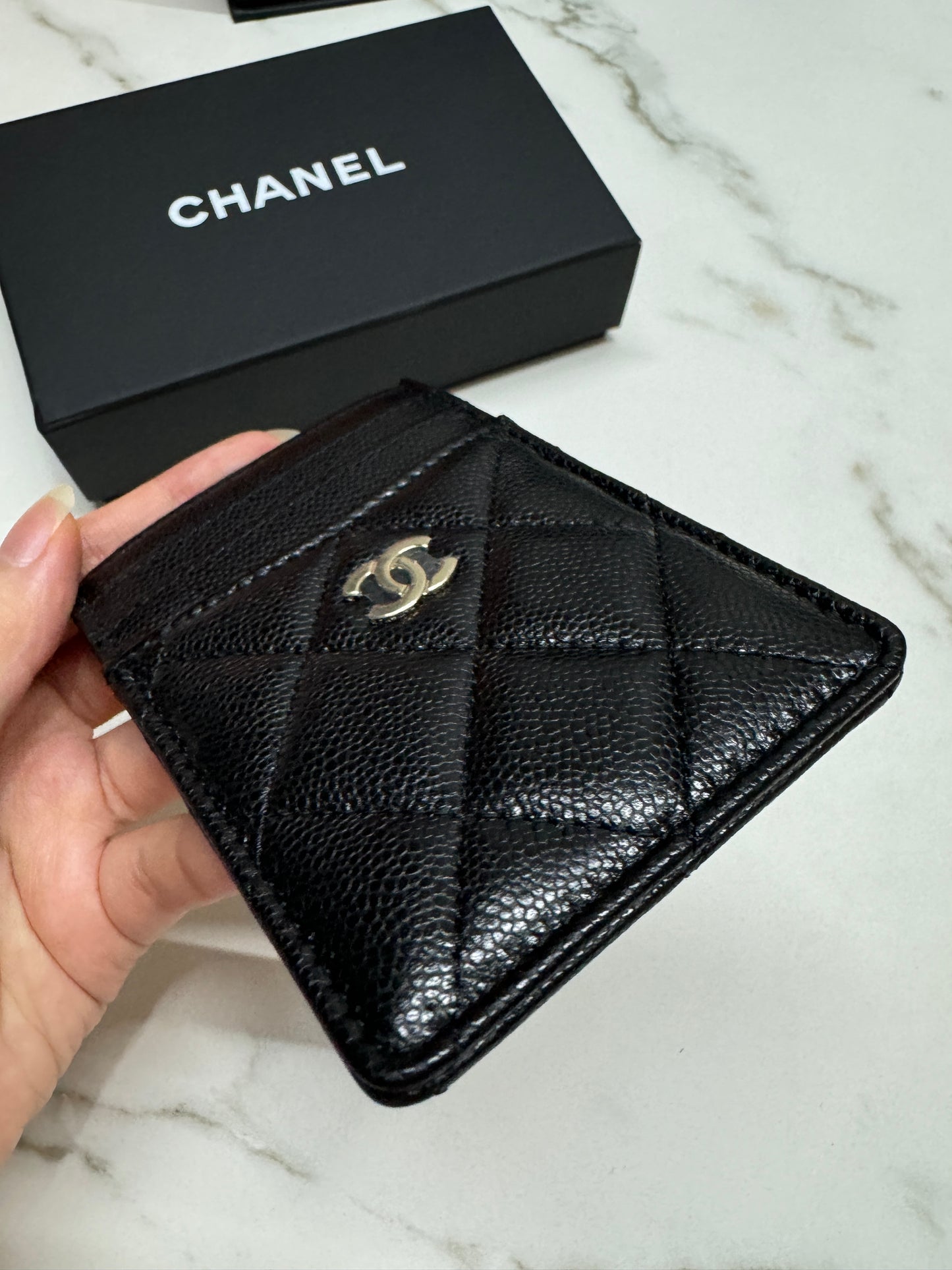 CHANEL 直版 黑色 淡金扣 Card Holder
