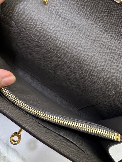 HERMES Kelly to-go 錫器灰金扣 Epsom