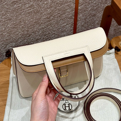 HERMES Halzan22 奶昔白拼奶茶色 金扣 Nata/ Chai TC