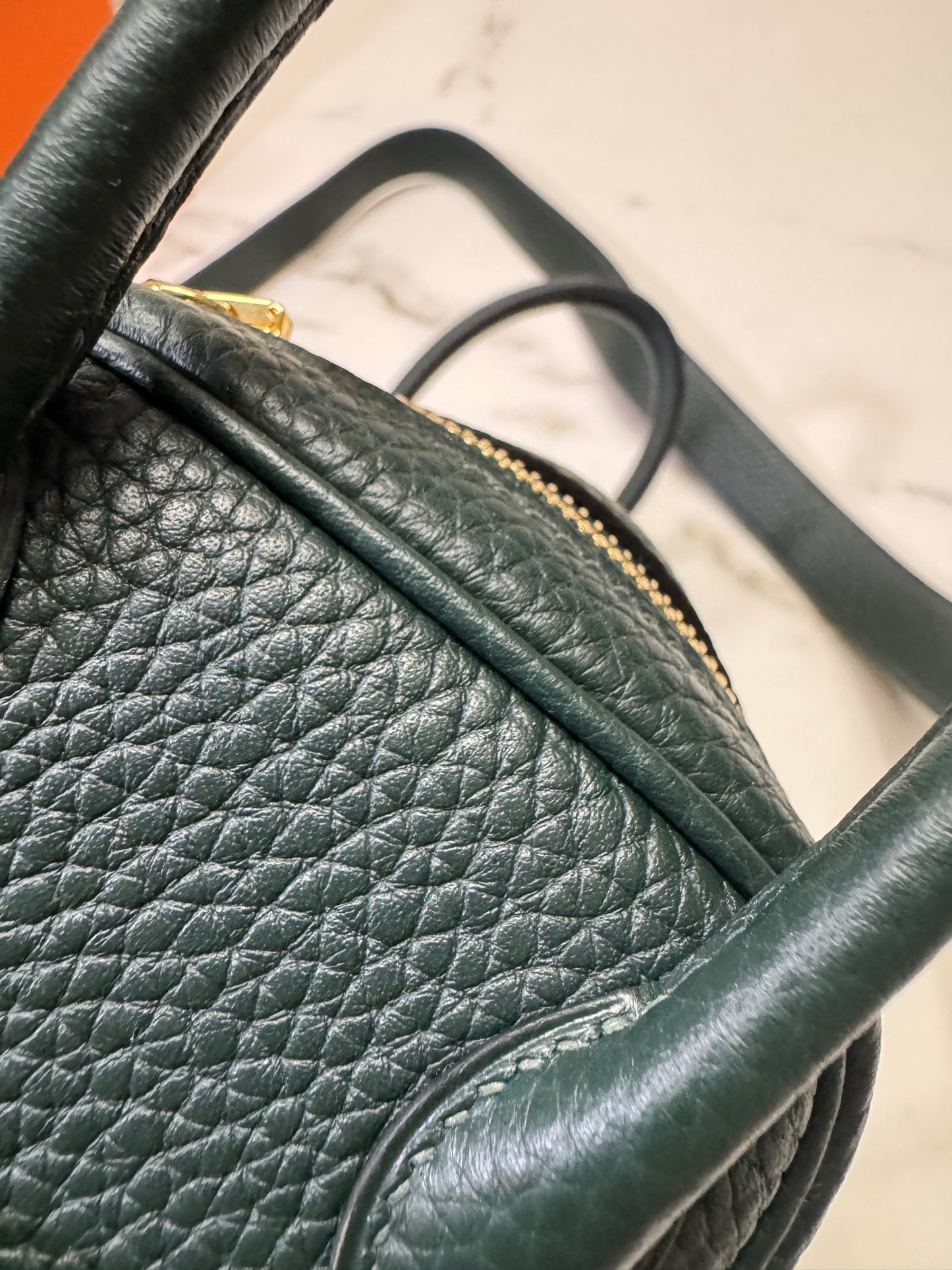 HERMES Mini Lindy II 深綠色 金扣 67 Vert Fonce TC GHW