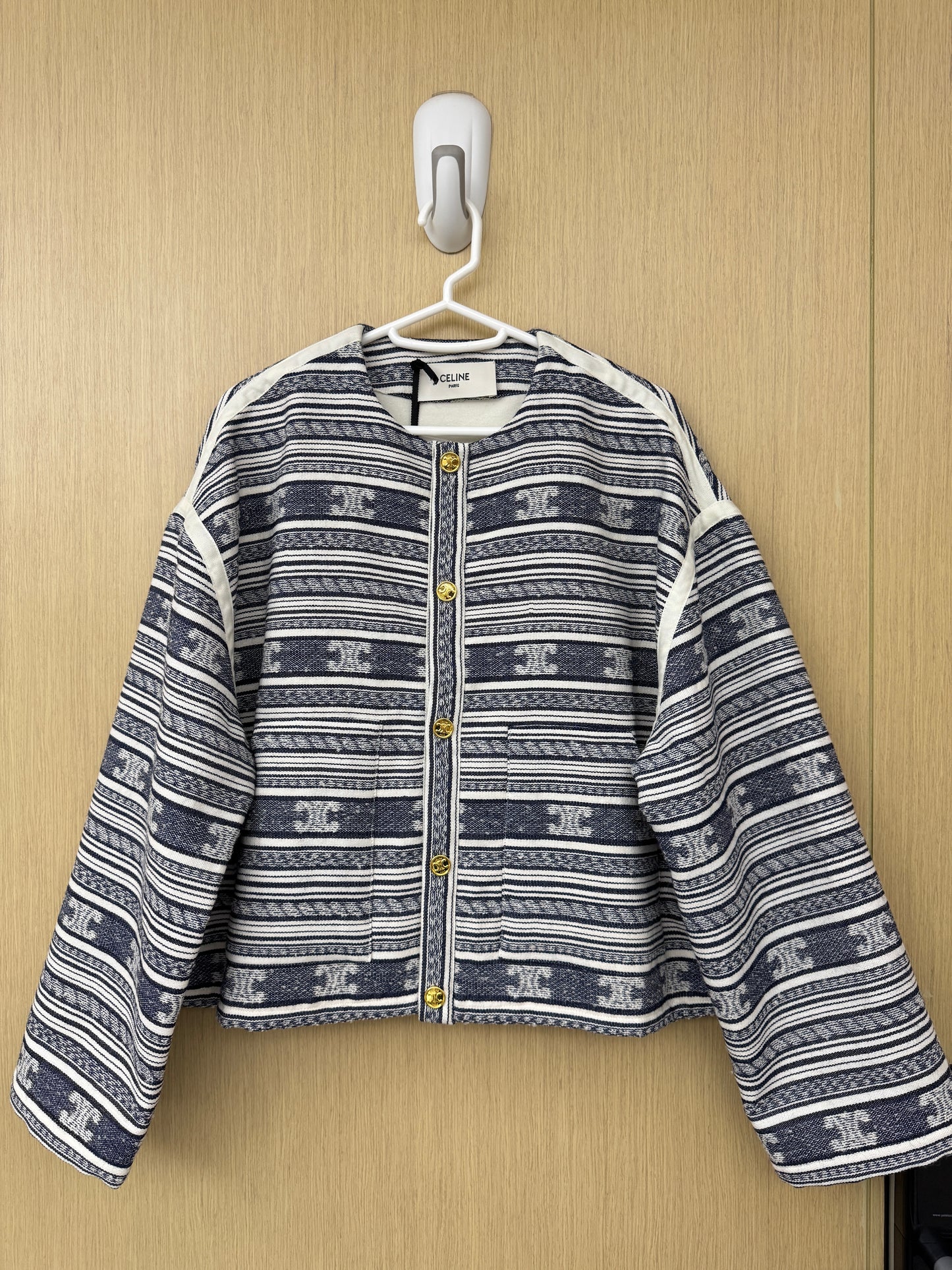 CElLINE 凱旋門Logo橫紋外套