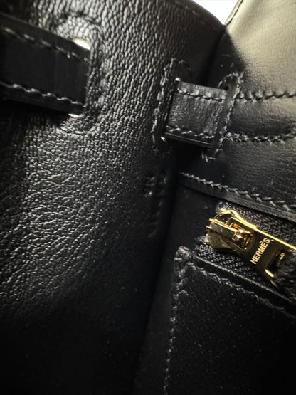 HERMES Kelly 25 黑色外縫金扣 Box Leather Sellier Noir GHW