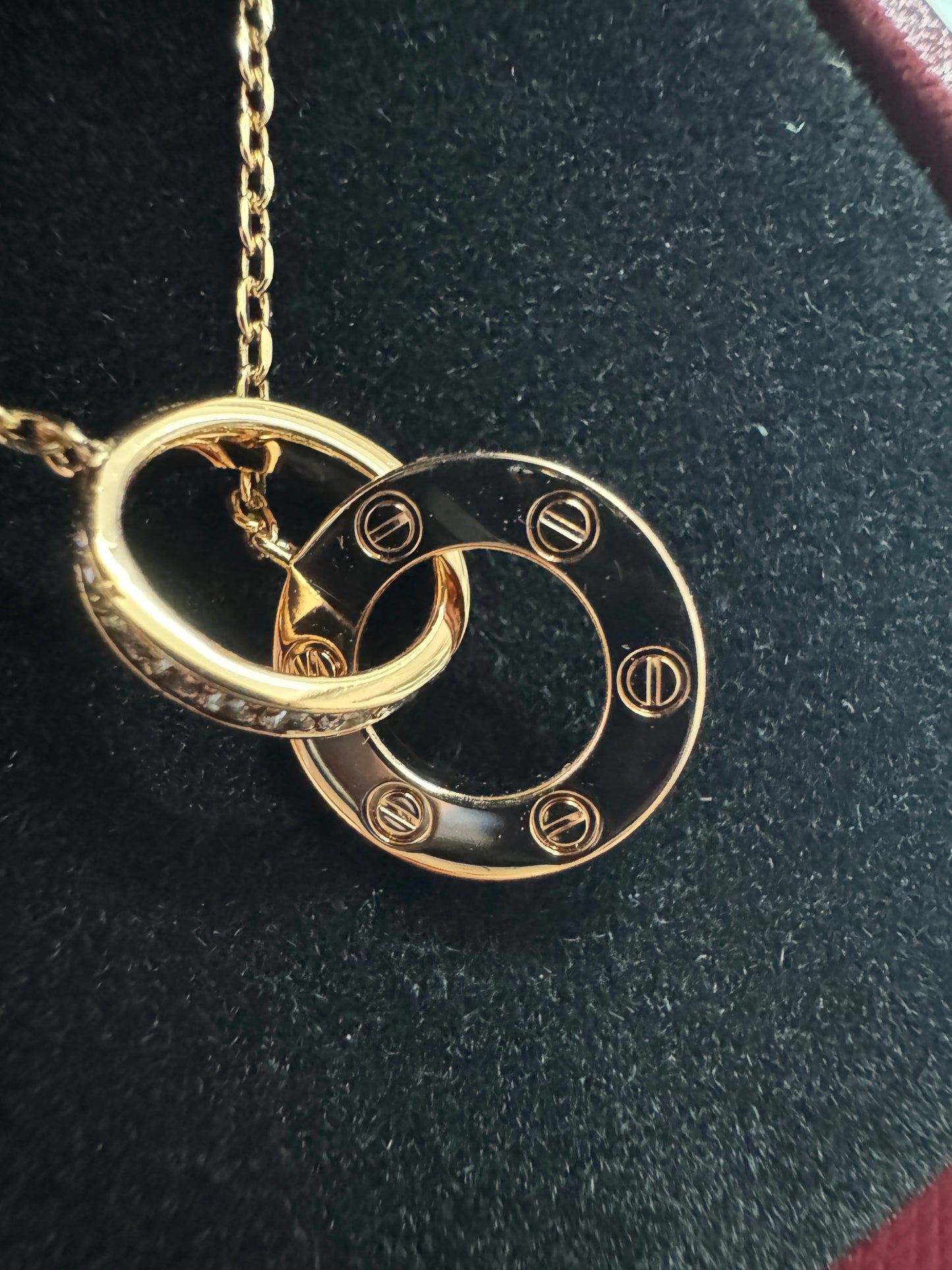 CARTIER Love Necklace 滿天星小圓餅項鏈 玫瑰金