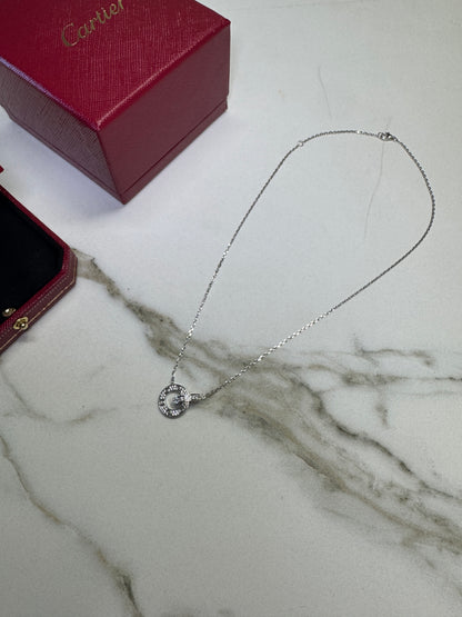 CARTIER Love 滿天星項鏈 白金色 【純銀電鍍18K金+莫桑鑽】