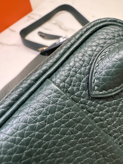 HERMES Mini Lindy II 深綠色 金扣 67 Vert Fonce TC GHW