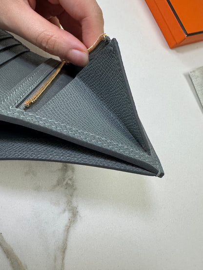 HERMES Bearn Wallet 短錢包 杏仁綠金扣