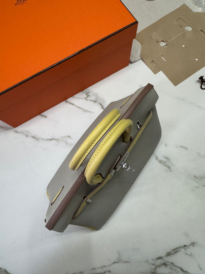 HERMES Birkin25 SO 珍珠灰拼小雞黃 Togo PHW