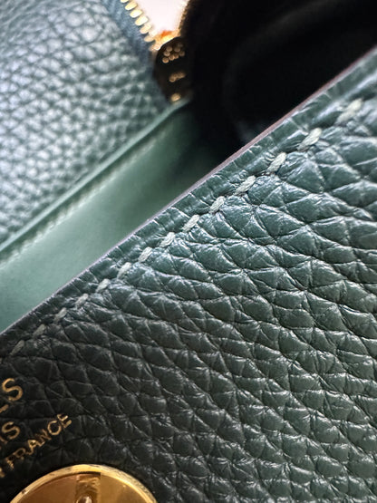 HERMES Mini Lindy II 深綠色 金扣 67 Vert Fonce TC GHW
