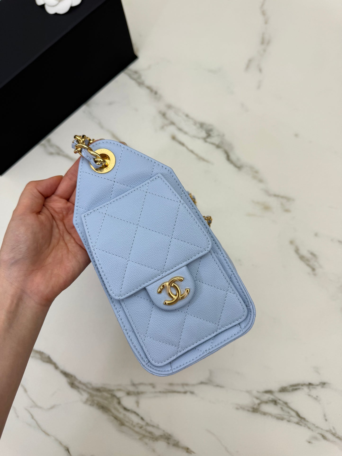 CHANEL Mini 25Bag 26A Baby Blue 亮金扣