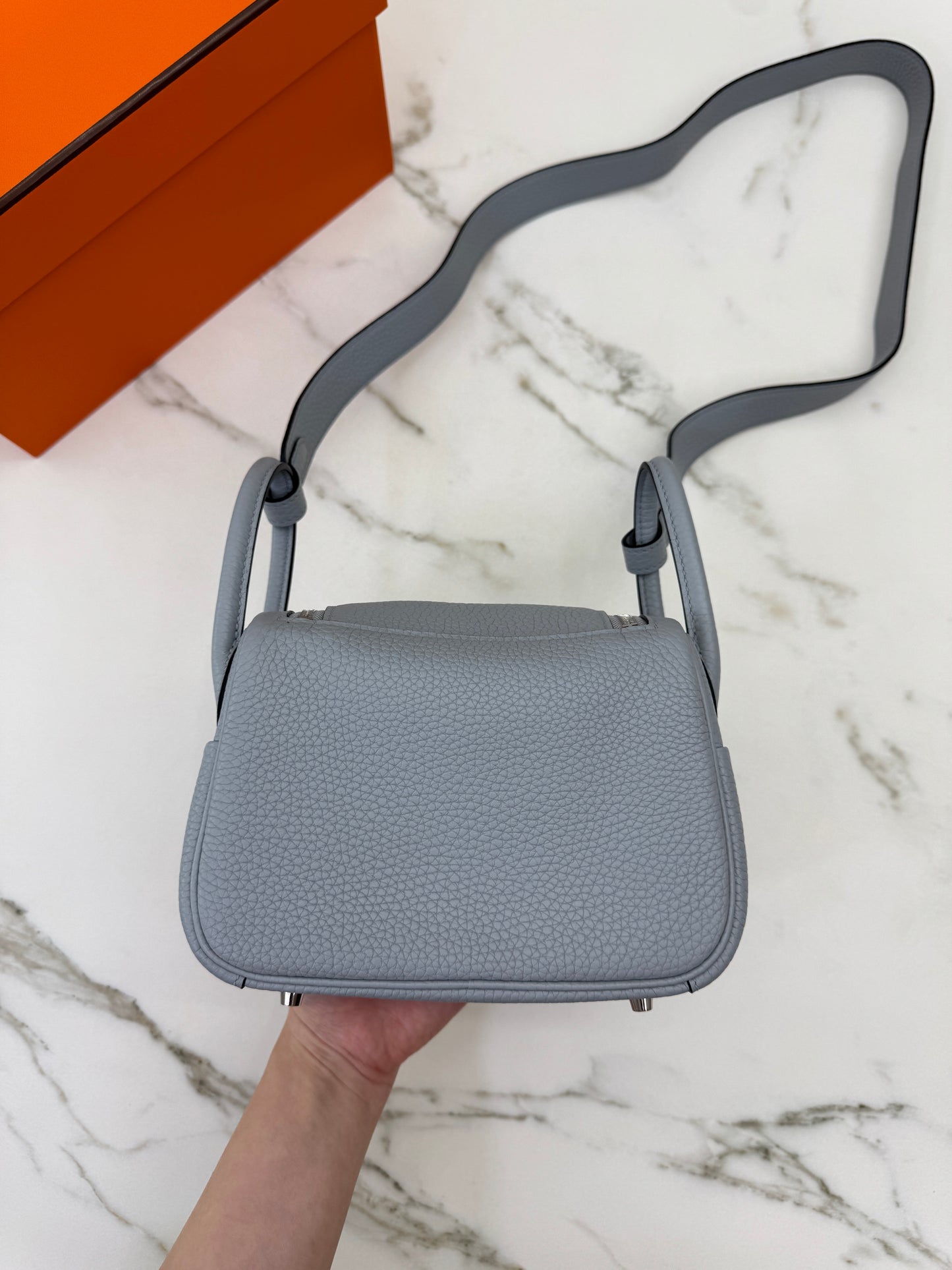 HERMES Mini Lindy II 木偶灰銀扣 TC Gris Platin PHW