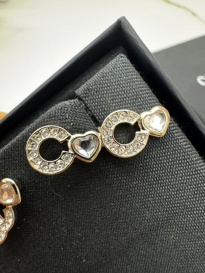 CHANEL 25B Coco愛心鴛鴦耳環