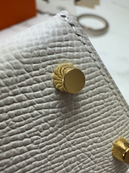 HERMES Mini Kelly II 奶昔白金扣 Epsom Craie GHW