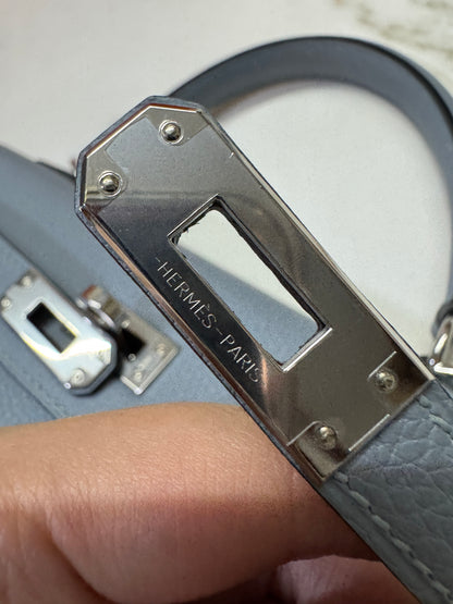 HERMES Kelly 25 亞麻藍 銀扣 內縫 Togo Selier
