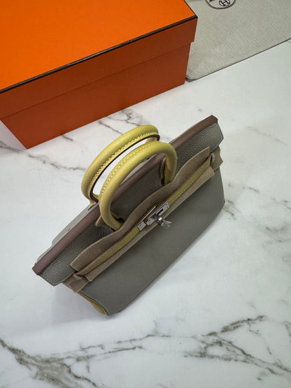HERMES Birkin25 SO 珍珠灰拼小雞黃 Togo PHW