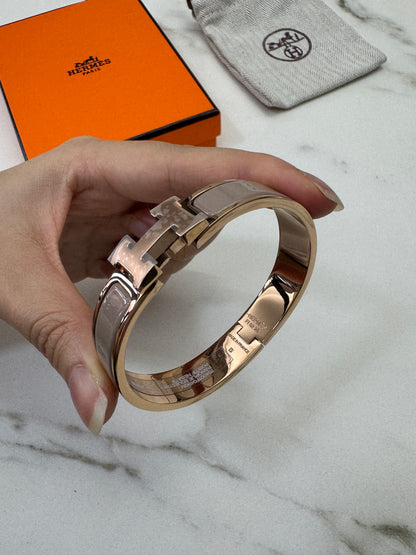 HERMES Clic H Bracelet 奶茶灰玫瑰金扣 Marron Glace Rose Gold
