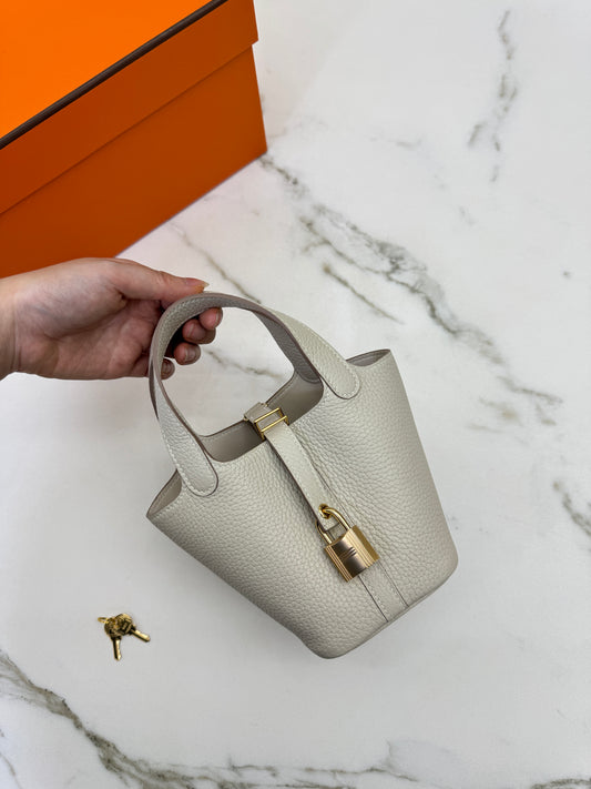 HERMES Picotin Lock 14 奶昔白金扣 TC Craie GHW