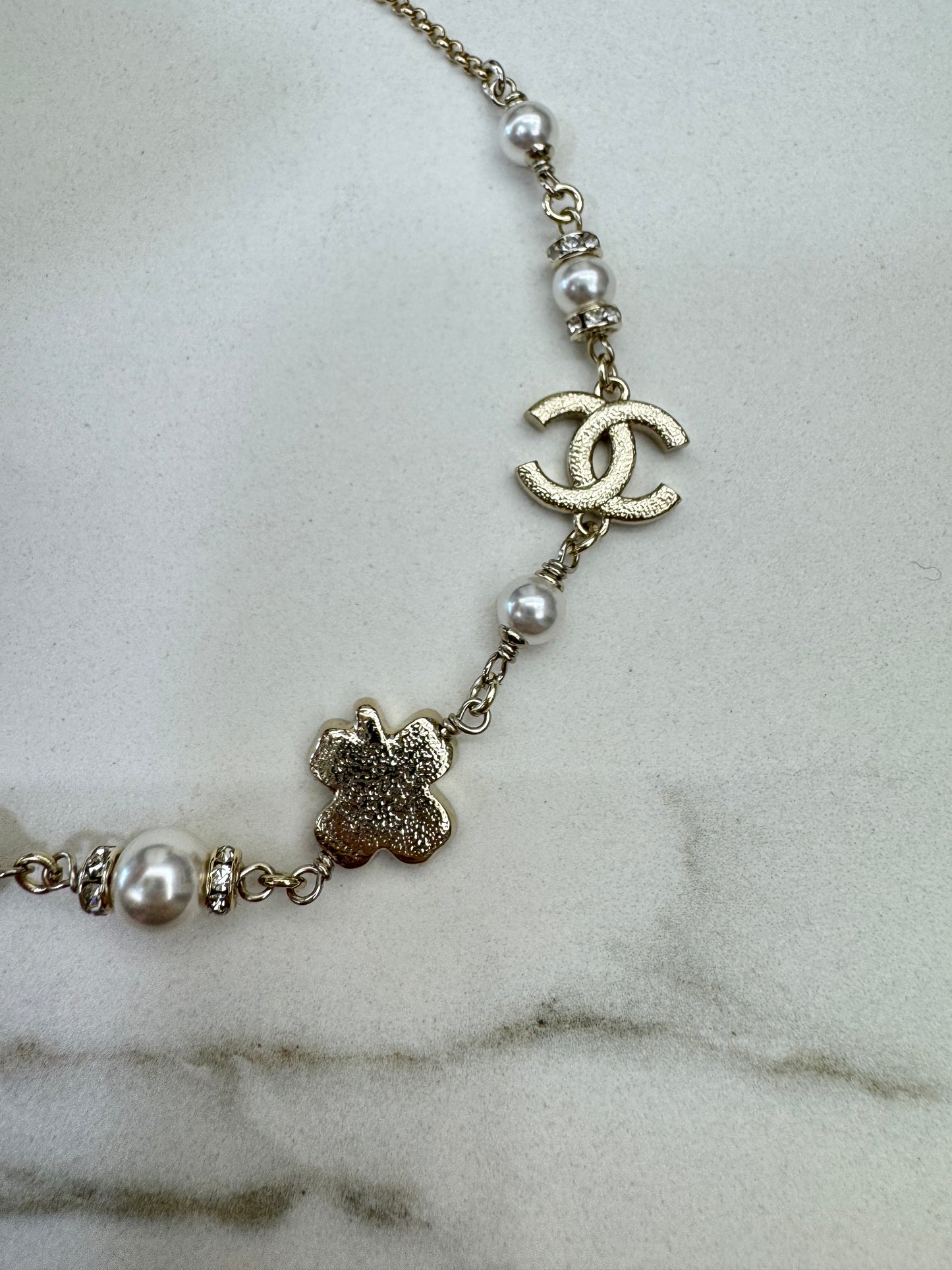 CHANEL 25P 四葉草珍珠項鏈