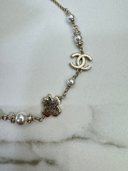 CHANEL 25P 四葉草珍珠項鏈