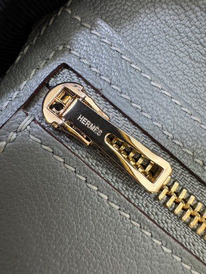 HERMES Bearn Compact Wallet 鱷魚皮珍珠灰金扣 Gris Perle Crocodile GHW