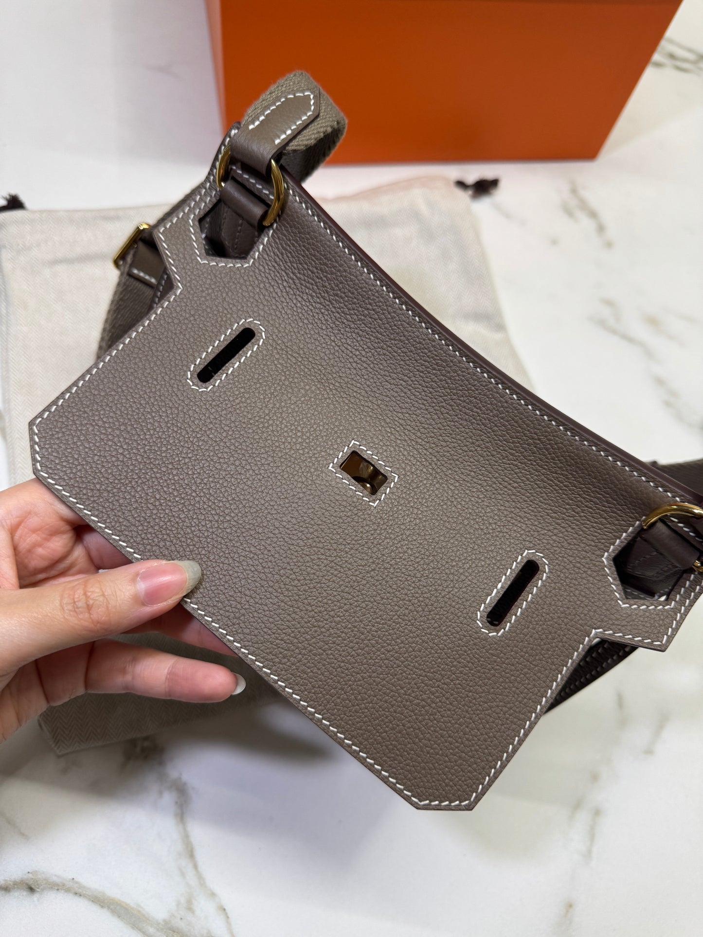 HERMES Jypsiere Mini 大象灰 金扣 evercolor 18 etoupe GHW