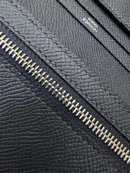 HERMES Bearn Wallet 午夜藍銀扣 Epsom Bleu Nuit PHW