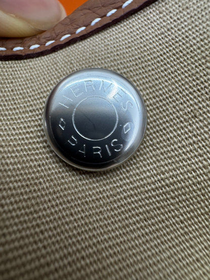 HERMES Garden Party 36 金棕拼風衣灰帆布 Negonda/ Canvas