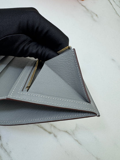 HERMES Bearn Compact Wallet 鱷魚皮珍珠灰金扣 Gris Perle Crocodile GHW