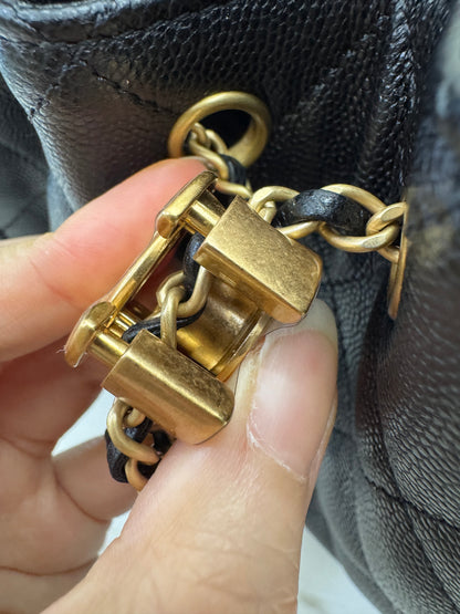 CHANEL Mini 25 Bag 黑色荔枝皮 金扣 Caviar Calfskin GHW