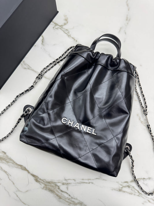 CHANEL 22Bag Backpack 黑銀 Black PHW