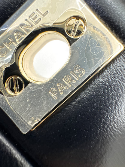 CHANEL Mini CF Handle 黑色羊皮淺金扣 Black Lambskin with GHE