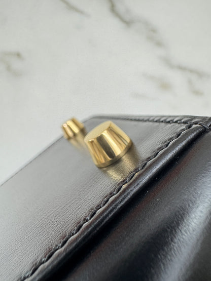 HERMES Kelly 25 黑色外縫金扣 Box Leather Sellier Noir GHW