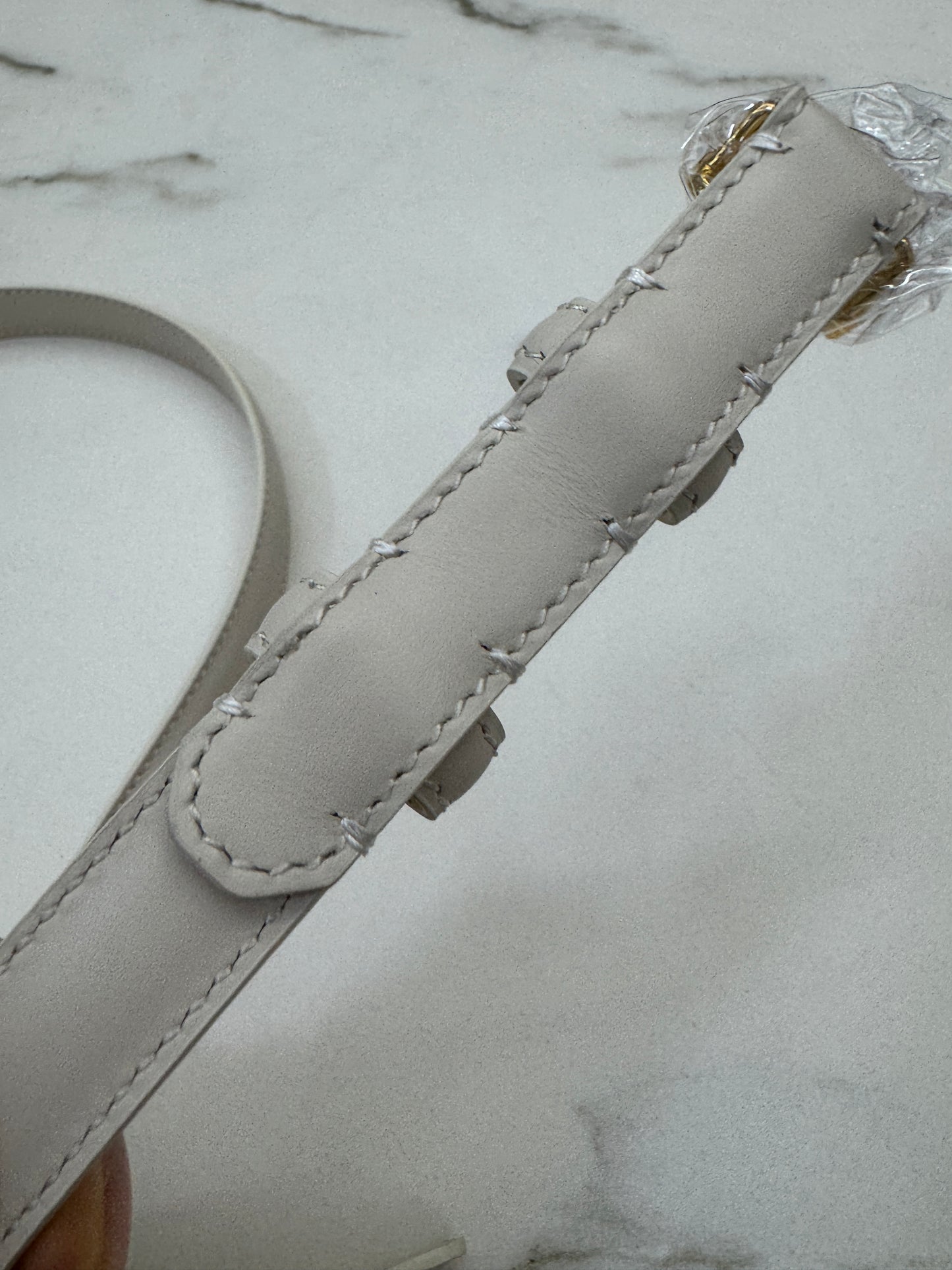 CELINE 凱旋門皮帶 白色 1.8cm