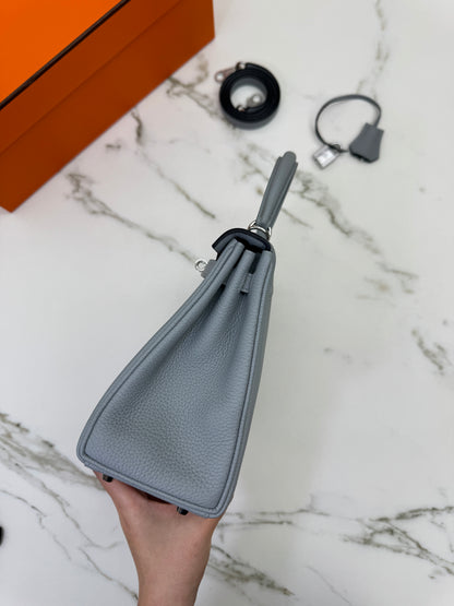 HERMES Kelly 25 Togo內縫 木偶灰銀扣 Gris Pantin PHW