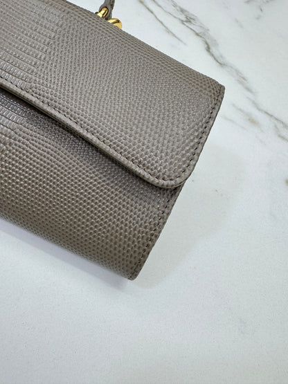 CHANEL 26A 蜥蜴壓紋 灰色Clutch