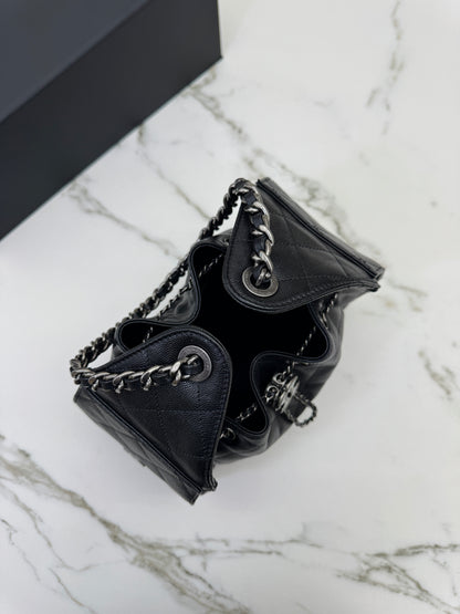 CHANEL 25Bag Small 黑銀小號 荔枝牛皮 Caviar Calfskin