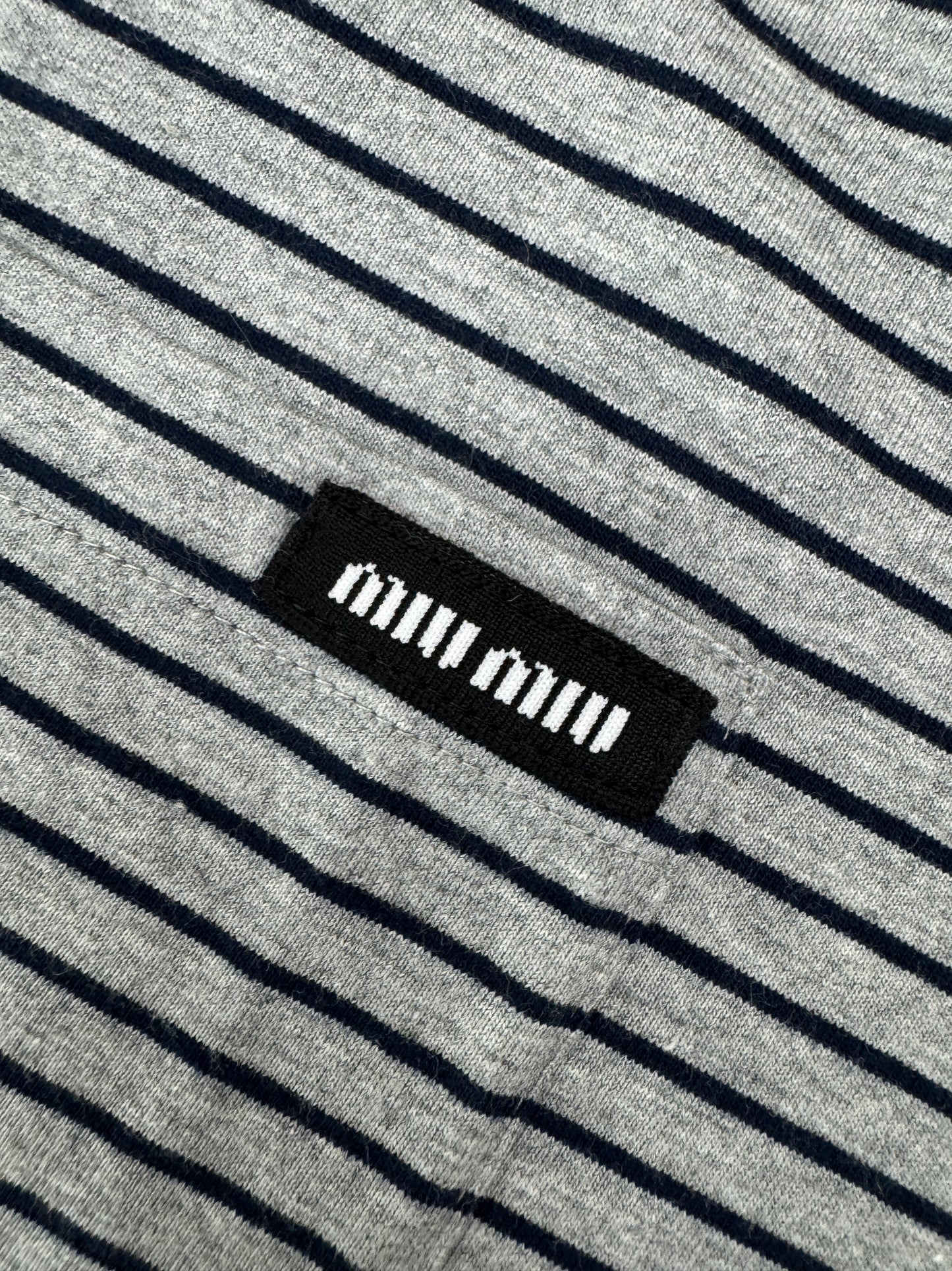 MIU MIU 做舊條紋長袖T恤